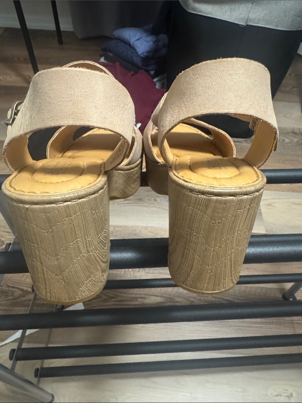 Born // Beige/Tan Wedge Sandals with Ankle Strap - Picture 5 of 6